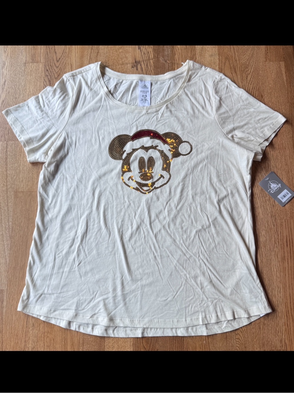 Disney Parks Santa Mickey Sequin Top Christmas Holiday Size XL NWT